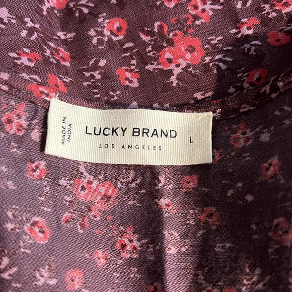 NWT Lucky Brand Long Sleeve Mix Print Peasant Top - Picture 6 of 11